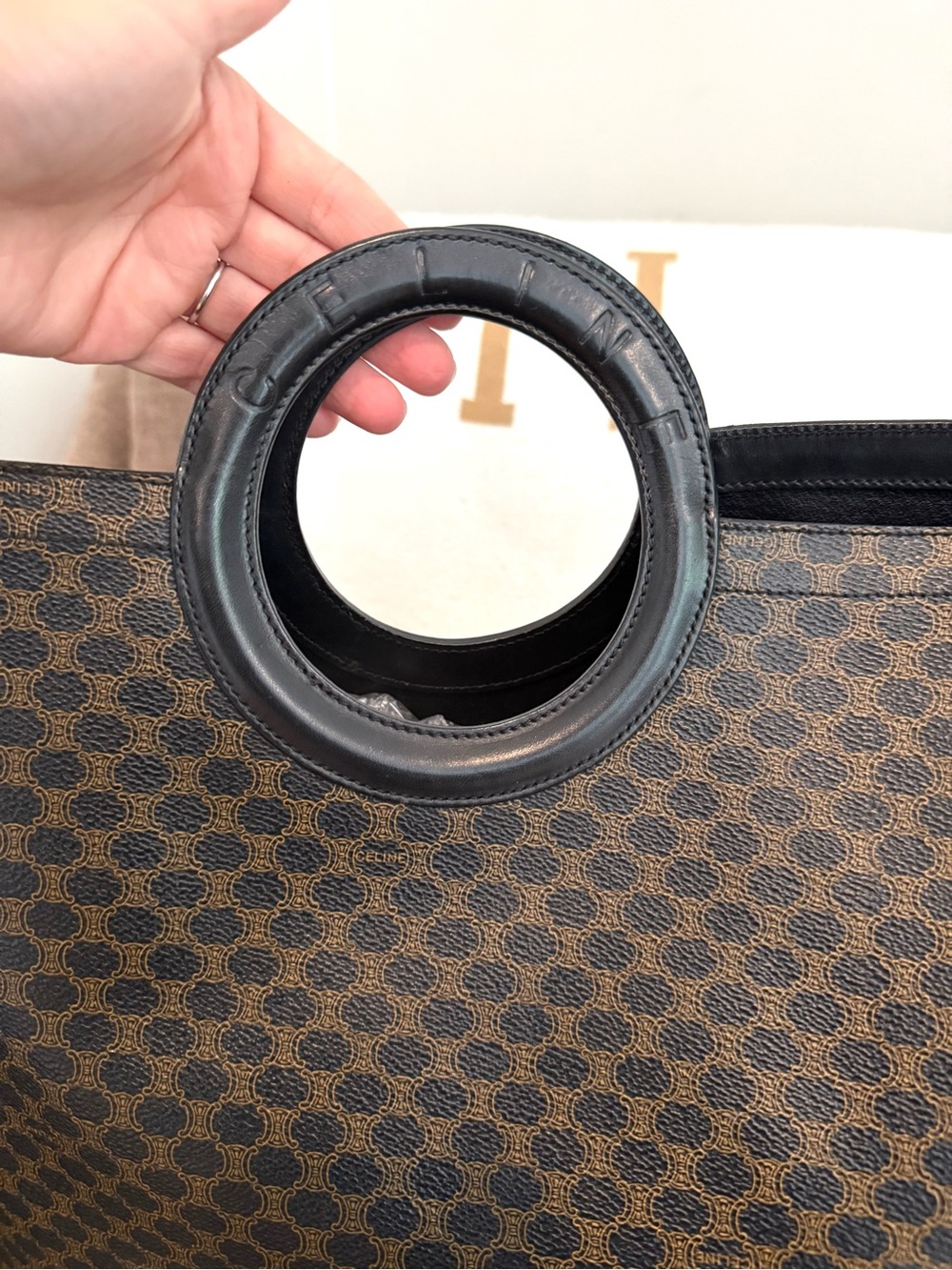 Authentic Celine Macadam monogram coated canvas tote bag black leather - Picture 6 of 16